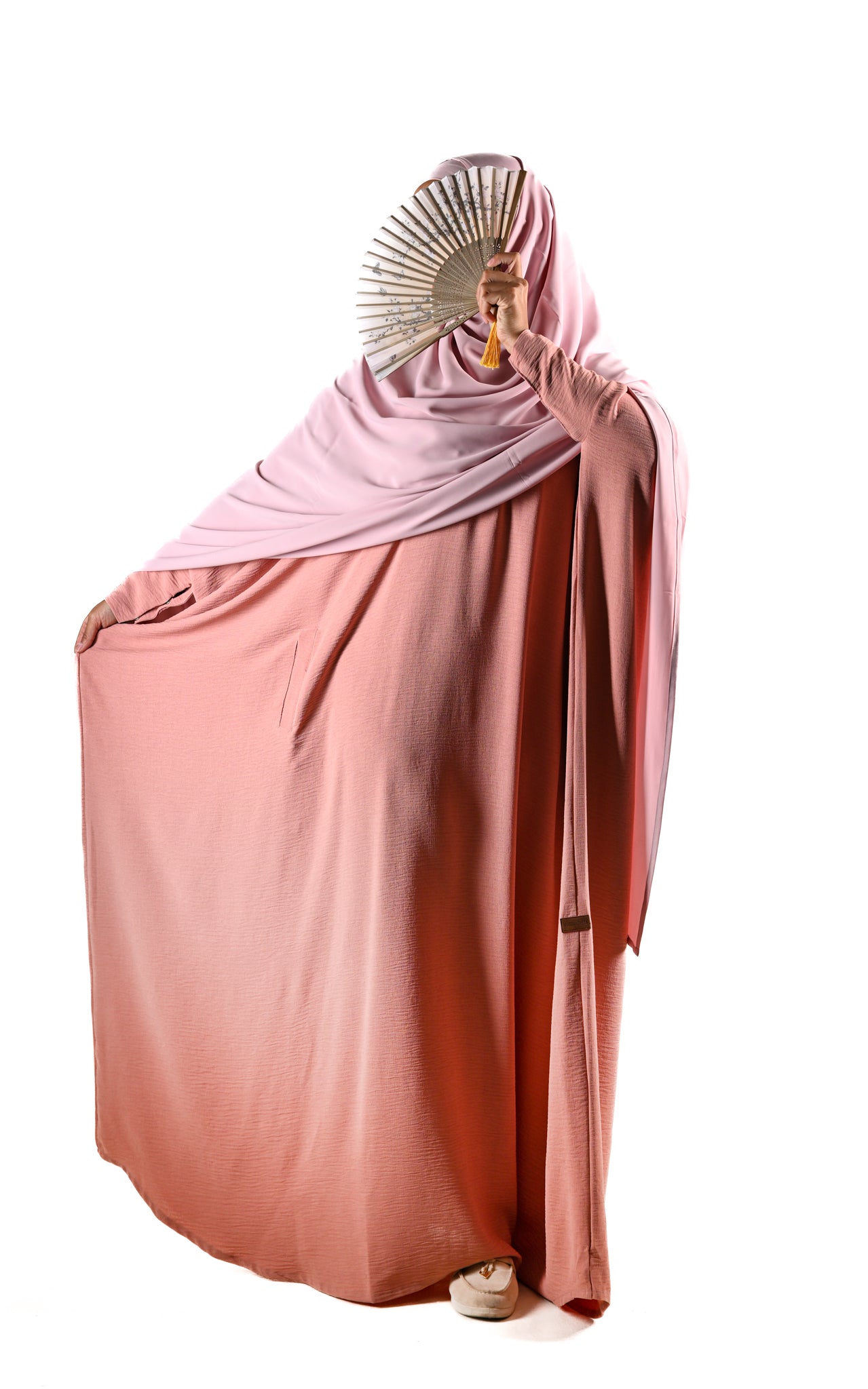 ABAYA KHADIJA CREP OLD ROSE