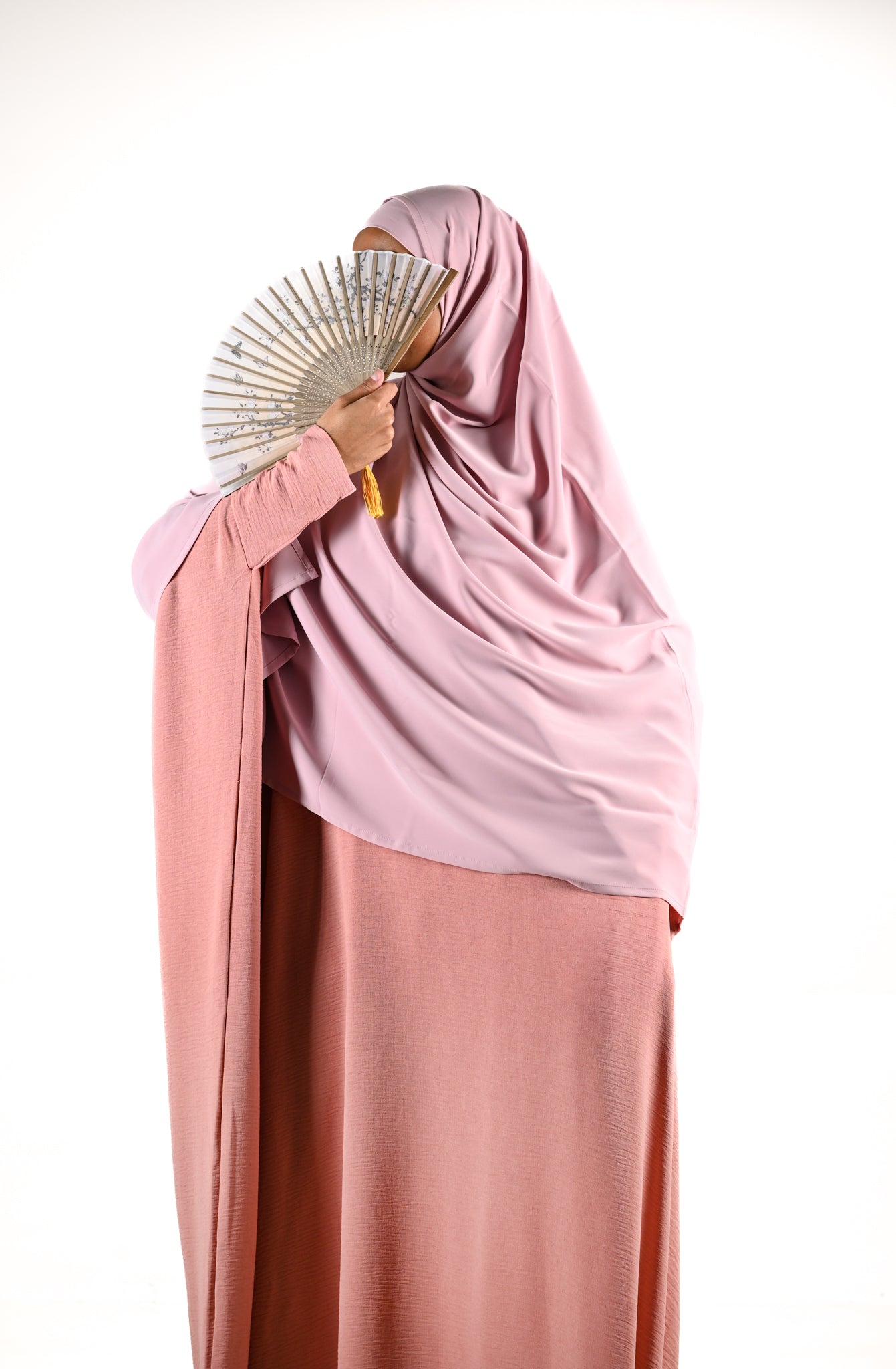 ABAYA KHADIJA CREP OLD ROSE